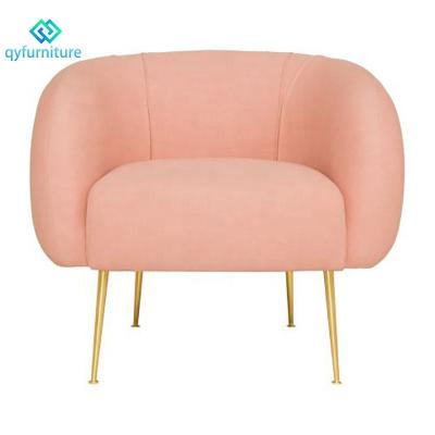 China Luxury Fancy Gold Commercial Grade Living Room Furniture Velvet Pink Sofa Chairs For Wedding Event for sale