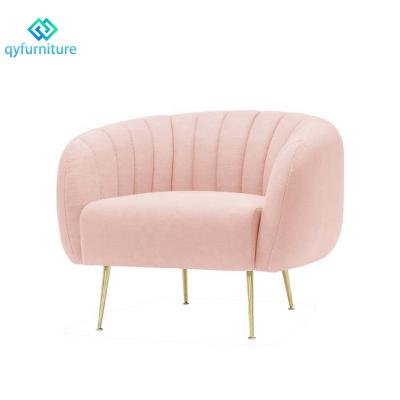 China Living Room Luxury Area Wedding Commodity Style Pink Velvet Around Sofa Chairs With Gold Legs Simple for sale