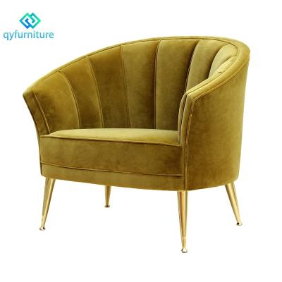 China High End Luxury Commercial Grade Furniture Club Restaurant Velvet Upholstered Armchairs With Gold Legs for sale