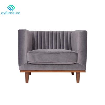 China Modern Velvet Sofa With Solid Wood Feet Simple Style Commercial Grade Living Room Furniture Fabric for sale