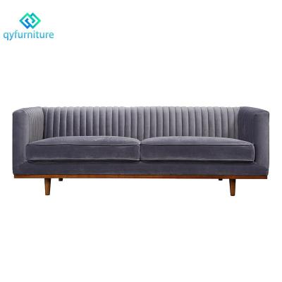 China Commercial Grade Custom Wedding Event Furniture Living Room Velvet Sofas With Solid Wood Legs for sale