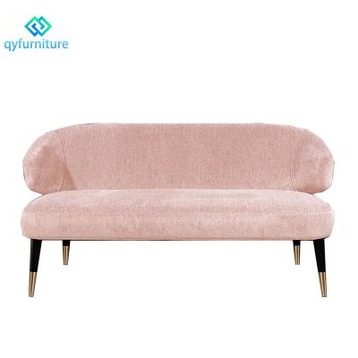 China Commercial Grade Modern Design Wedding Furniture Pink Velvet Fabric Sofas With Black Legs for sale