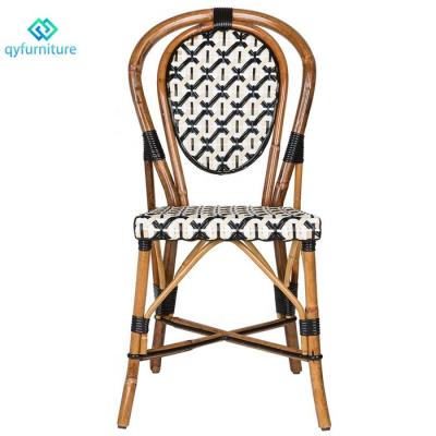 China Eco-friendly\UV Resistant\Water Proof\Weather Resistant Stacking Aluminum Rattan Woven Outdoor Dining Chairs For Cafe for sale