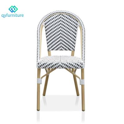 China Eco-friendly\UV Resistant\Water Proof\Weather Resistant Stackable Outdoor Furniture Aluminum Rattan Restaurant Dining Chairs for sale