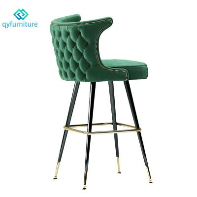 China Modern Modern Luxury Design Decked Leather Upholstered Bar Stools With Stainless Steel Legs for sale