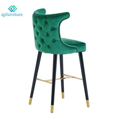 China Modern Luxury Design Adorned High Back Velvet Bar Stools For Restaurant for sale