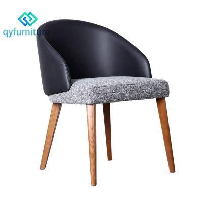 China Durable Custom Restaurant Furniture Wooden Legs Leather Upholstered Dining Chairs for sale