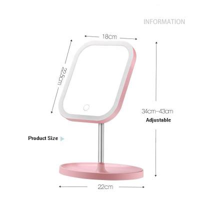 China 180 Degree Rotatable Plastic Desktop Lighted Cosmetic Led Mirror With 10X Magnifier for sale