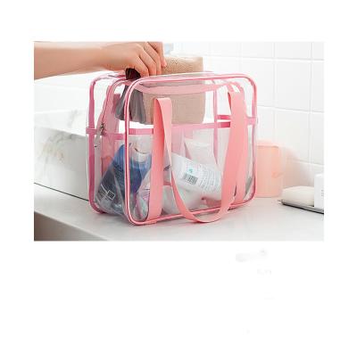 China Lady Transparent Cosmetic Bag, PVC Waterproof Foldable Clear Makeup Zipper Storage Bag Toiletry Bag For Women for sale