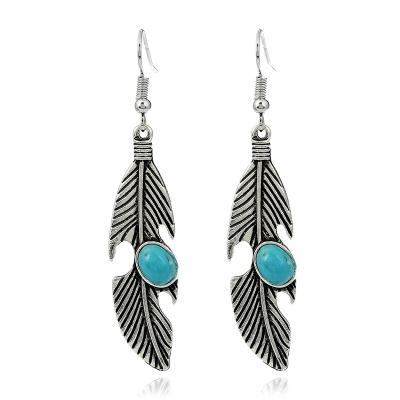 China TRENDY Boho Fashion Long Drop Women Jewelry Feather Vintage Ethnic Power Leaf Bohemian Earrings for sale