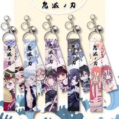 China Cute Fashionable Demon Slayer Key Chain For Bags Anime Trinkets Cartoon Accessories Phone Charm Work ID Card Lanyard Women Jewelry Men Gift for sale