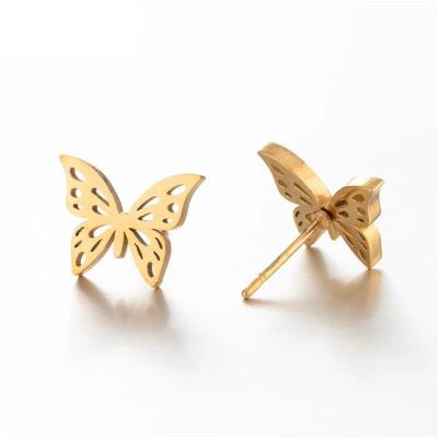 China TRENDY Stainless Steel Butterfly Stud Earrings For Women Girls Cute Animal Kids Shape Jewelry Gift Top Selling Current Wholesale Price for sale