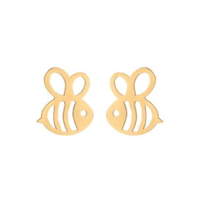 China TRENDY Tiny Asymmetrical Honey Bee Earrings For Women Pendientes Jewelry Stainless Steel Insect Bee Stud Earring Accessories for sale