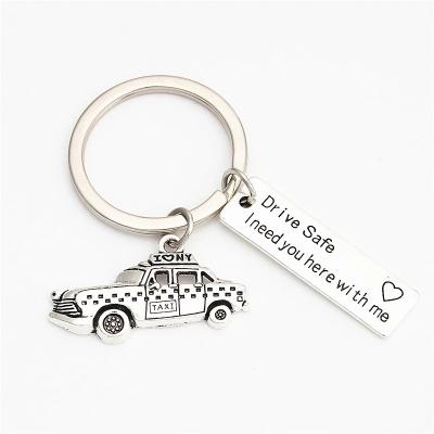 China Fashion Personalized Keychains Safe Drive Ride Safe Taxi Car Charms Engraved Jewelry Husband Friend Dad Gift I Need You Key Chain for sale