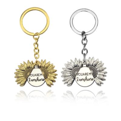 China Fashion Drop Shipping New Business Fashion You Are My Sunflower Sunflower Flower Key Chain For Women Gifts for sale