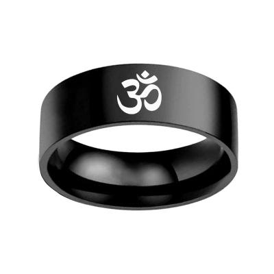 China FASHIONABLE Indian Yoga OM Ring Stainless Steel Jewelry Buddhism Zen Art Finger Rings for Men and Women Gift for sale