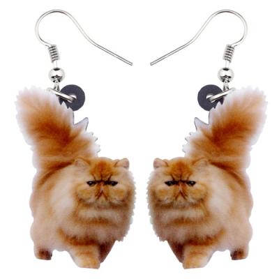 China Lovely FASHIONABLE Cat Acrylic Fluffy Fat Drop Jewelry Animal Earrings Cat Kitten Earrings Big Long Dangle for Women Girl Ladies Children for sale