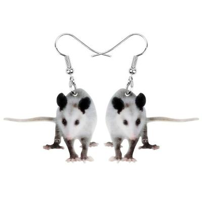 China Lovely TRENDY opossum acrylic earrings print light realistic animal for dangle earrings drop jewelry women girl kids gift accessories for sale