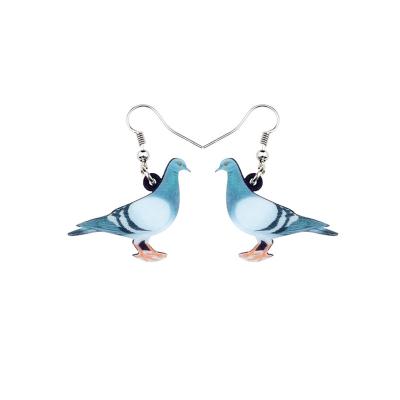 China TRENDY Acrylic Anime Dove Pigeon Bird Blue Earrings Big Long Dangle Drop Shape Animal Jewelry For Women Girls Teens Kids Gift for sale