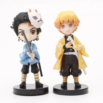 China Cute Gift 8Pcs Cake Decorating Kimetsu PVC No Doll Toy Anime Demon Slayer Yaiba Demon Slayer Anime Action Figures Figures for sale