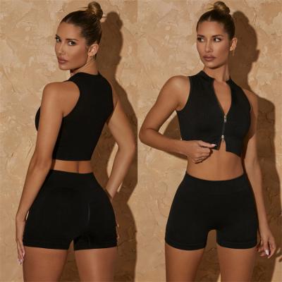 China Breathable Plus Size High Waist Teams 2 Piece Set Sexy Women Summer Crop Shirt And Shorts Biker Yoga Shorts Set for sale