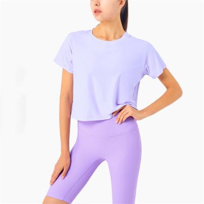 China QUICK DRY Yoga Clothes Top Women's Casual Loose Shortsleeve Sports T-Shirt For Women for sale