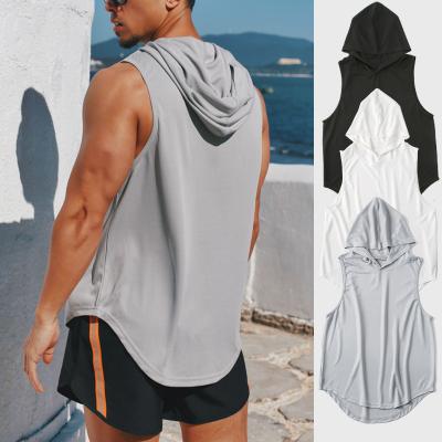 China Custom QUICK DRY Hood Bodybuilding Muscle Tank Top Men Logo Workout Stringer Tank Top with logo for sale