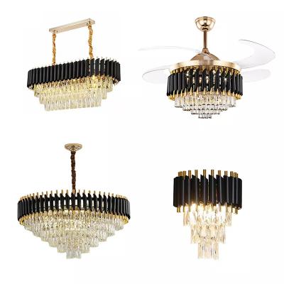 China 2022 New Gold Black Gold Crystal Chandelier LED Crystal Chandelier Modern European Home Apartment Suite Theme Decoration Full Set for sale