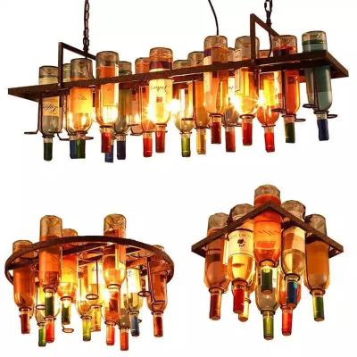 China Modern Hot High Quality American Cafe Bar Chandelier E27 LED Wine Bottle Wine Vintage Restaurant Cafe Hanging Light for sale