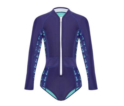 China Plain Color Front Zip Kids Neoprene Wetsuit With Anchor Sublimation Print for sale