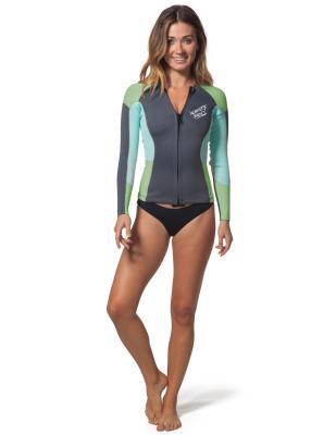 China Crew Neck Women'S Rash Guard Swimwear Zip Front With 80% Polyester 20 Nylon for sale