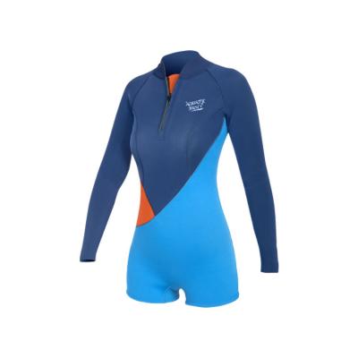 China Front Zip 2mm Neoprene Thermal Wetsuit , Women'S Shorty Wetsuit One Piece Long Sleeve for sale