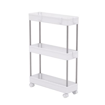 China Slim Plastic Rolling Utility Cart Living Room Convertible 3 Tier Bathroom Office Kitchen Storage Organizer for sale