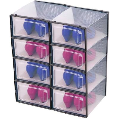 China Sustainable Elastic Shoes Case Drawer Case Plastic Boxes Transparent Stackable Box Shoe Organizer for sale