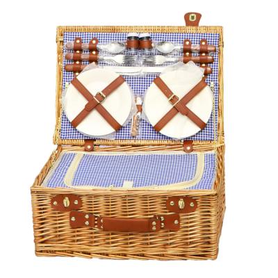 China Round Bamboo Wicker Rattan Picnic Basket Tote Picnic Rattan Basket Cheap Wooden Rattan Sustainable Wicker Kids Small for sale