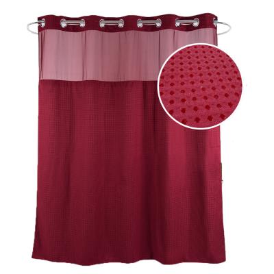 China Double Layer Durable Single Hookless White Waffle Snap In Fabric Shower Curtain for sale