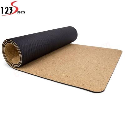 China Exercise 3-6mm Tape Eco - Friendly Cork Wood Yoga Mat With Customized Logo for sale