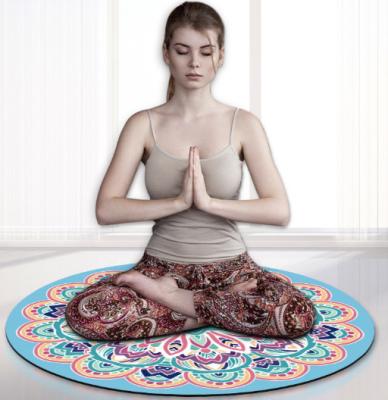 China Yoga Exercises Customize Natural Rubber Round Printed Circle Suede Yoga Mat Meditation Mat Yoga Mat for sale