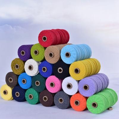 China New Abrasion-Resistant Colorful Macrame Cotton Yarns Hand Knitting Crochet Thread DIY Polyester Macrame Rope Cotton Yarns for sale