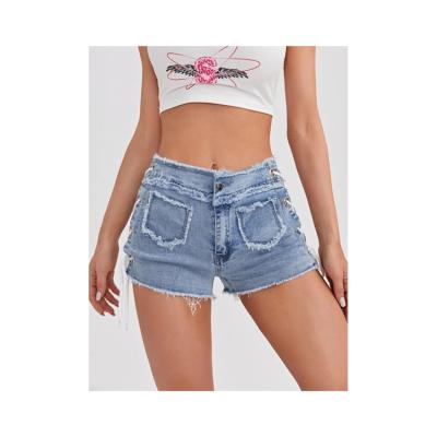 China New Waist Style Solid Color Ladies Hot Selling Tight Fit Denim Shorts Women's Clothing for sale