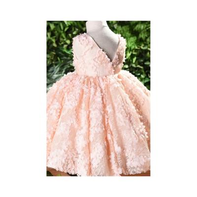 China New Promotion Sweet Style Hot Children's Clothing Girls Bow Solid Color Girl Princess Dress for sale