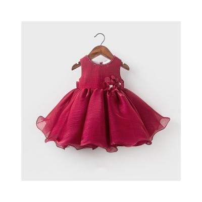 China Beautiful Girls Pure Color Cheap High Quality Casual Sleeveless Round Neck Pleated Princess Skirt Dress Pleated for sale