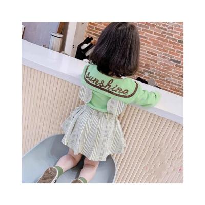 China Wholesale High Quality Pure Cotton Long Sleeve Girls Wear Pleated Skirt Girls Suit Children's Clothing for sale