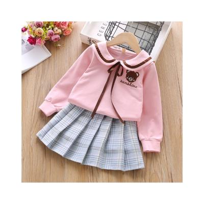 China Wholesale High Quality Long Sleeve Pleated Girls Solid Color Skirt Sailor Girl Suit Children Clothing for sale