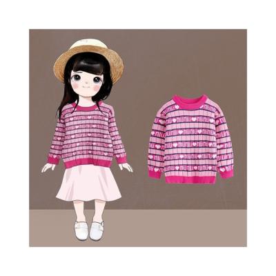 China Regular Hot New Products Round Neck Girls Multilayer Printed Sweater Children's Winter Clothes for sale