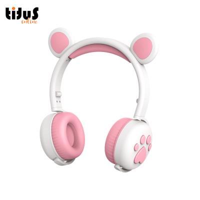 China Perfect Cute Noise BK5 Bear Claw And Ear Earphone For Kids Gift Fashion Headset Healthy Colorful Folding Earphone HIFI For Girls for sale