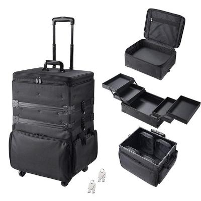 China Fashion 3in1 Makeup Organizer Case Portable Makeup Artist Travel Trolley Black Travel Trolley Case Large for sale