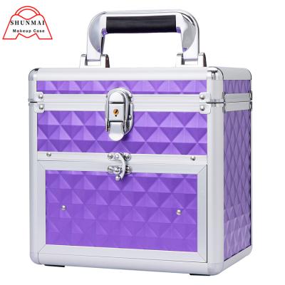 China Fashion Nail Polish Makeup Train Case with Drawer and Dividers Manicure Organizer Makeup Accessory Storage Box with Mirror Lockable Keys for sale