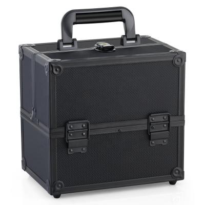 China ENGLAND STYLE high quality beauty train case cosmetic aluminum case with trays inside for sale