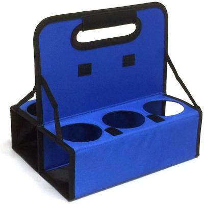 China Reusable Sturdy Frame Storage Box Folding Outdoor Picnic Coffee Mug Holder Stand Carrier Sturdy Frame 4 Cups Drink Carrier Bag for sale